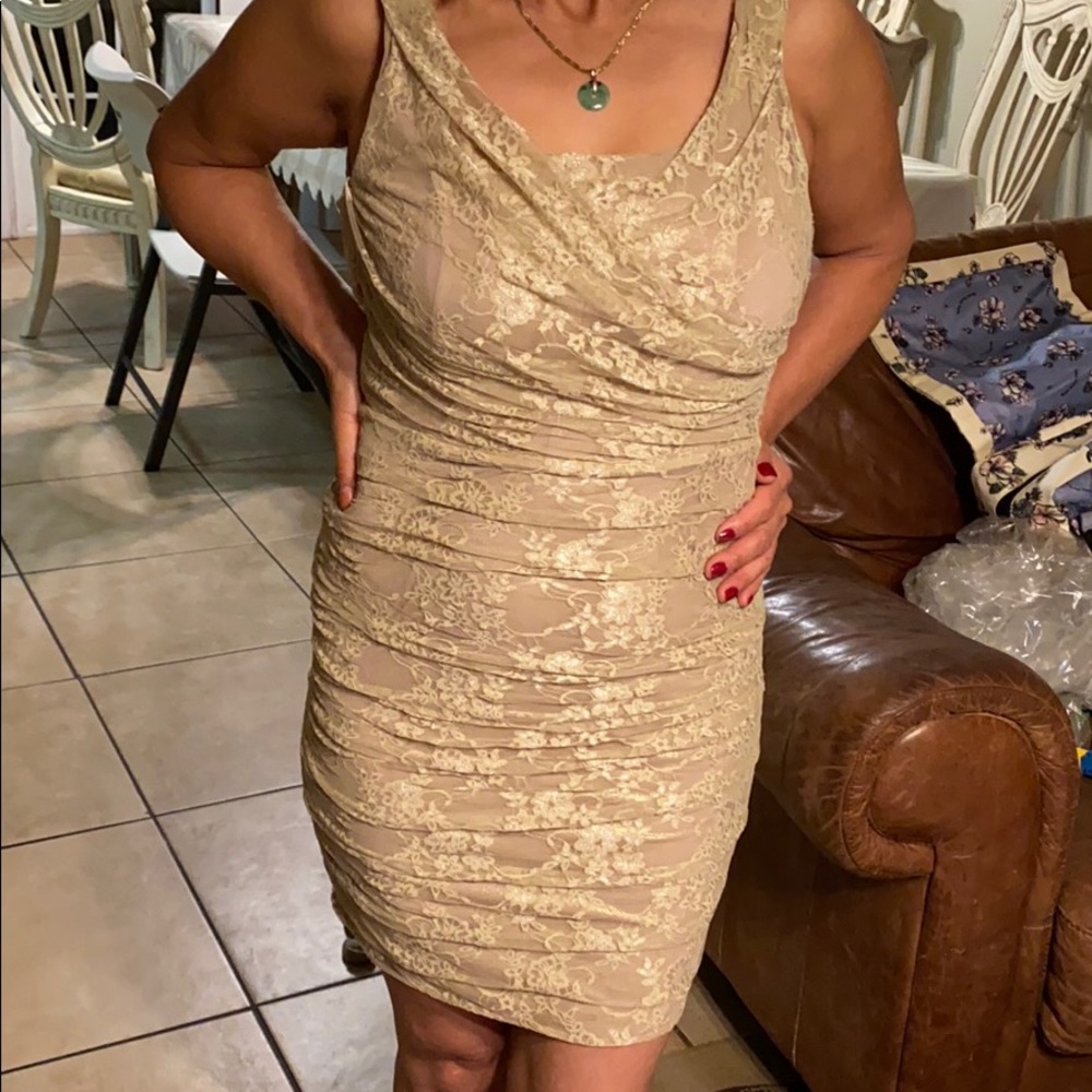 Express Champagne/Nude lace dress